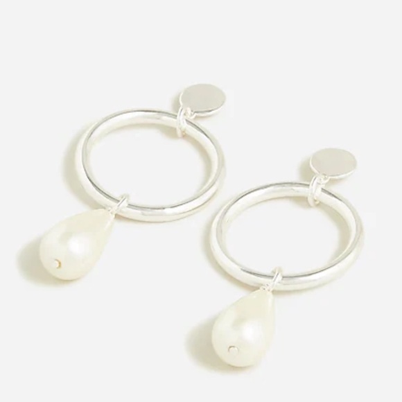 J crew Pearl drop earrings silver - Picture 1 of 4